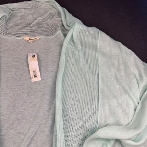 Lmade Mint Green Linen Blend Open Front Cardigan Sweater Size L‎